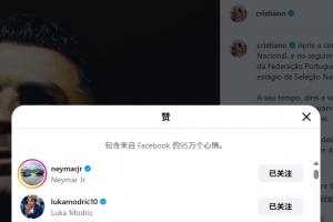 足球巨星C罗宣布告别训练营：内马尔和莫德里奇纷纷点赞，点赞数突破七百万大关